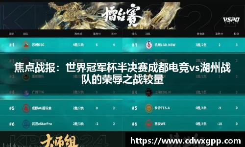 焦点战报：世界冠军杯半决赛成都电竞vs湖州战队的荣辱之战较量